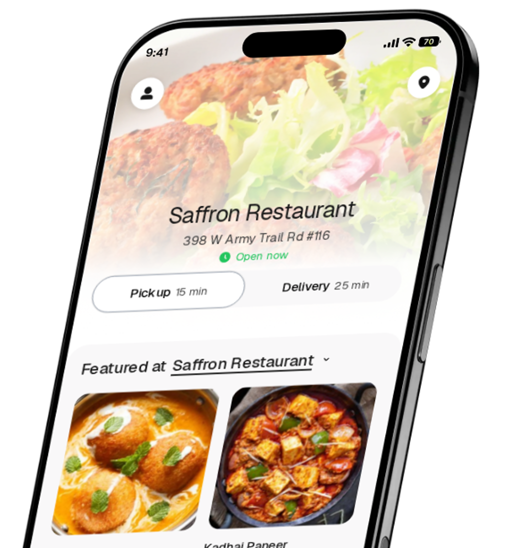 Saffron Restaurant app preview