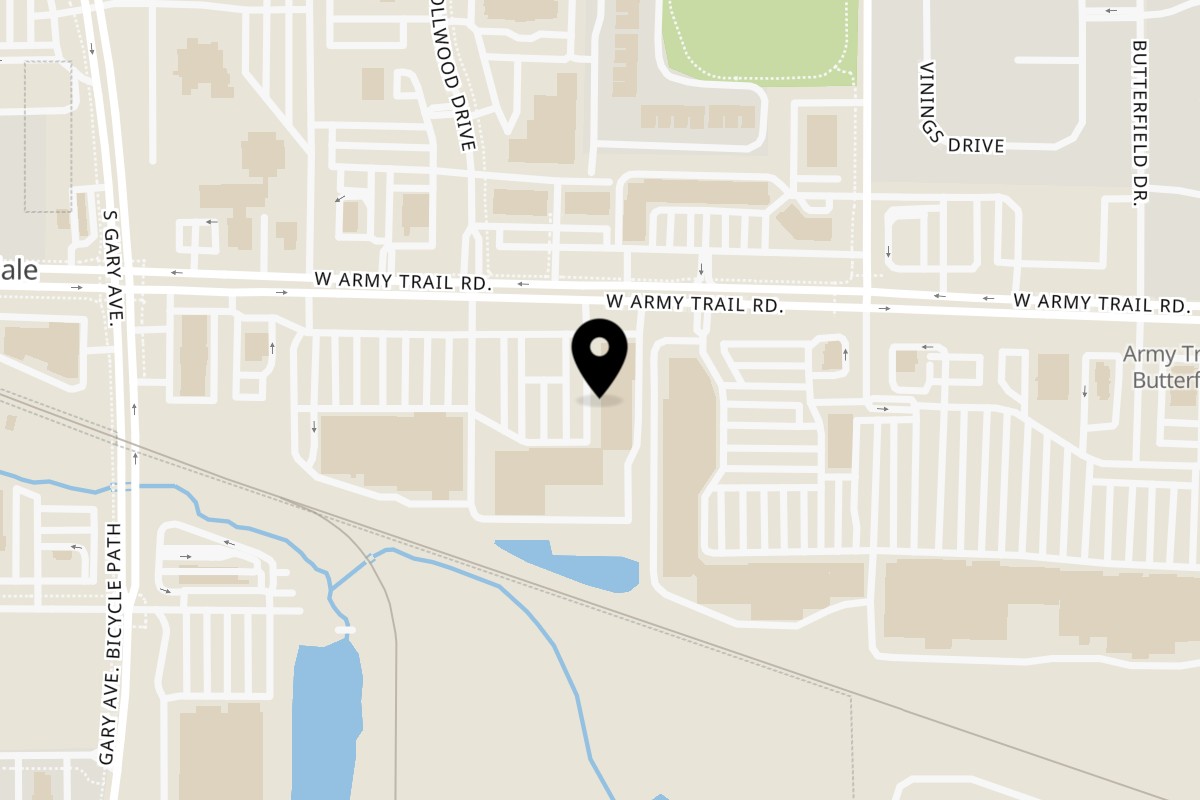 Map showing the location of Saffron Restaurant on 398 W Army Trail Rd #116 in Bloomingdale